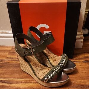 Guess Olive Wedge Sandals with Chain Detail